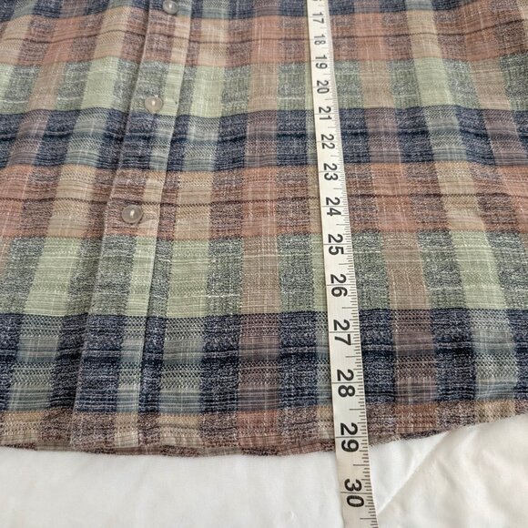 CARBON 2 COBALT Shirt Men's L Multicolor Plaid Casual Pocket Button Long Sleeve - Picture 13 of 13